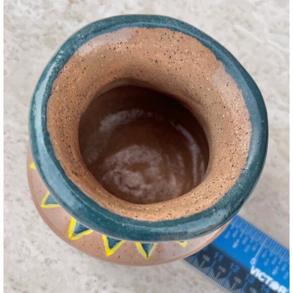 Handmade Native American Style Ceramic Pot With Symbols & Zigzag Design - Picture 6 of 7